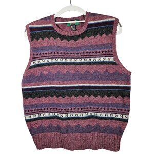 Vintage Hunting Horn Wool Sweater Vest Womens Size L hipster Nerd retro multicol